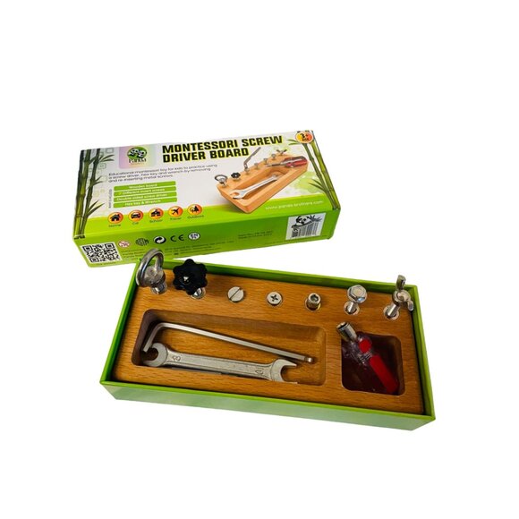 Montessori Screw Driver Board By Panda Brothers 8" x 4" x 2" - Picture 7 of 8